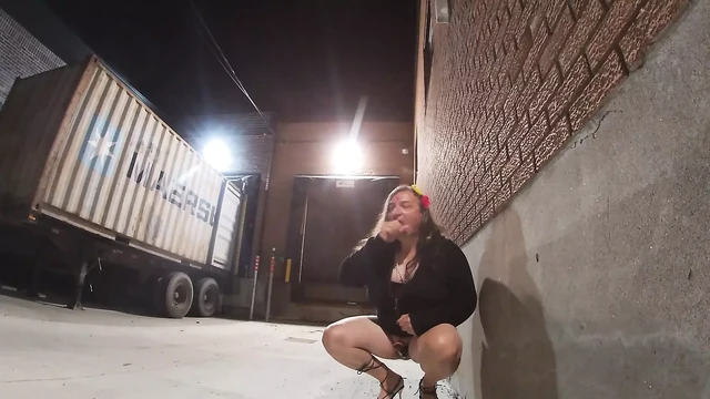 Horny old CD sissy is manwhoring at the truck stop hopes to get lucky
