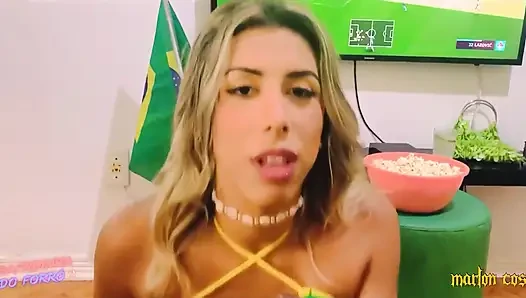 World Cup 2022: Watching Brazil Football Soccer Fucking Her Pink Hole and Giving a Big Load