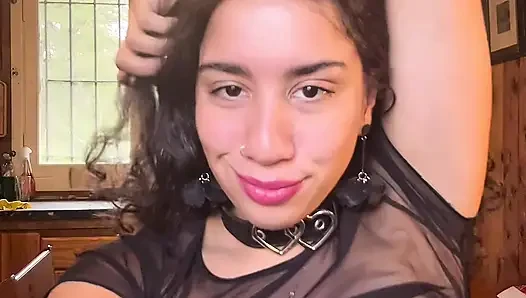 Horny latina spanking my tits and ass