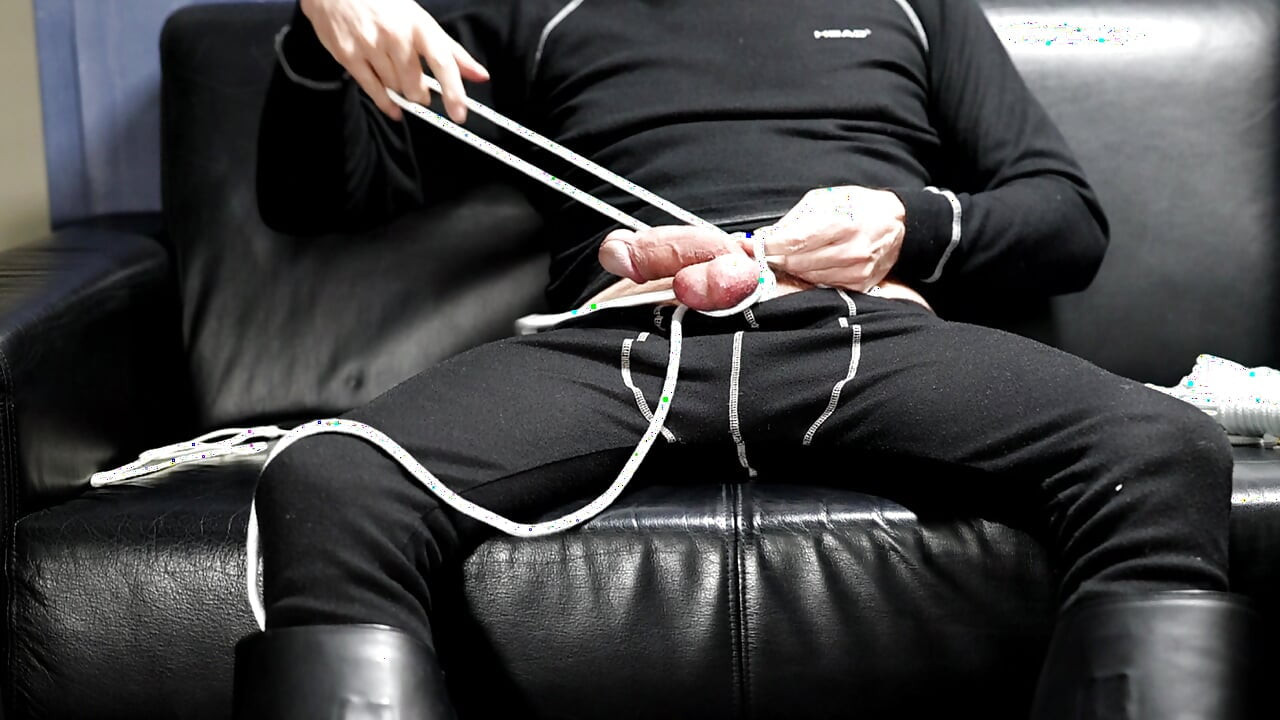 Daddy Plays with His Leather Police Boots on His Mushroomhead Dick