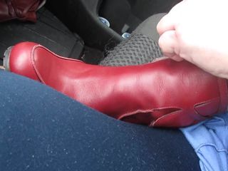 putting my red boots on