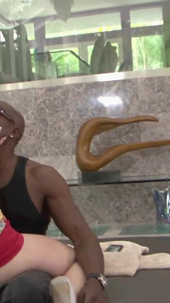Powerful moment from "Blond cougar mom and daughter ride big black cock"