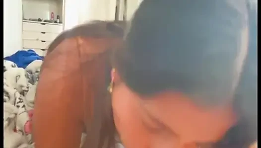 Deep blowjob, rich woman eating a cock