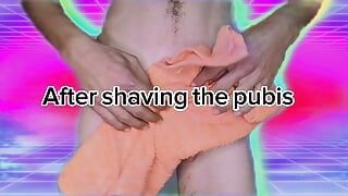 Your mother watches me shave my Cock and play with it with double milk cumshot