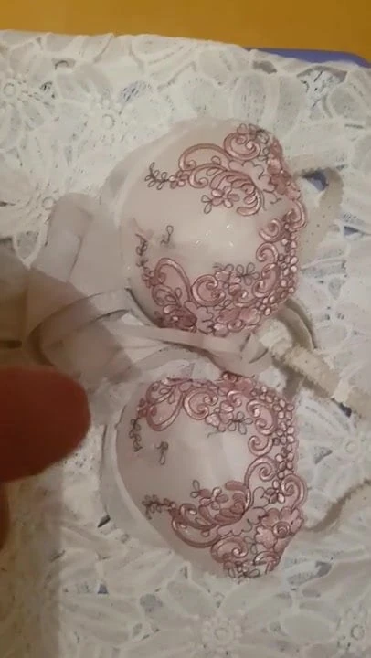 cum over used thong and bra of wife