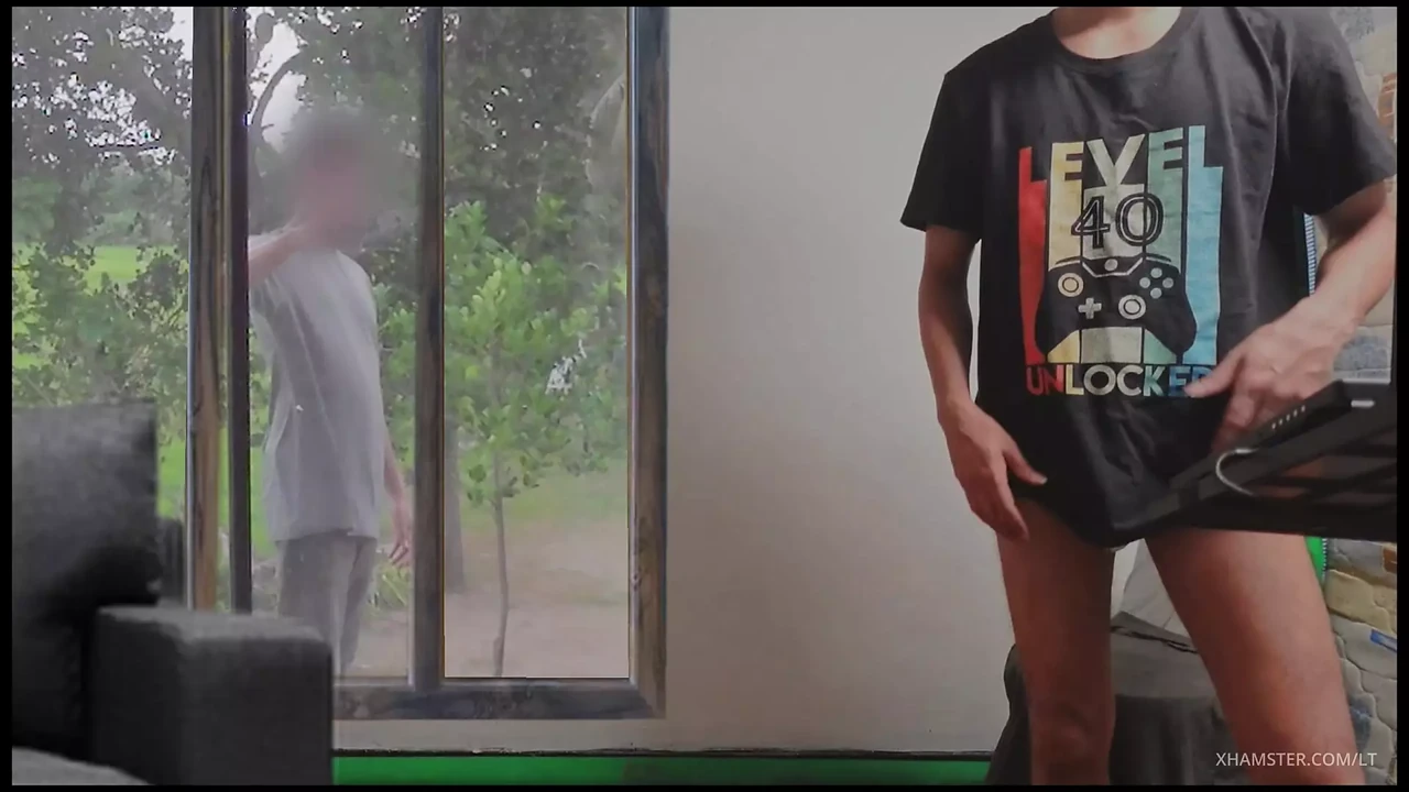 Watched my neighbor out the window when I came home from work and masturbated and cum