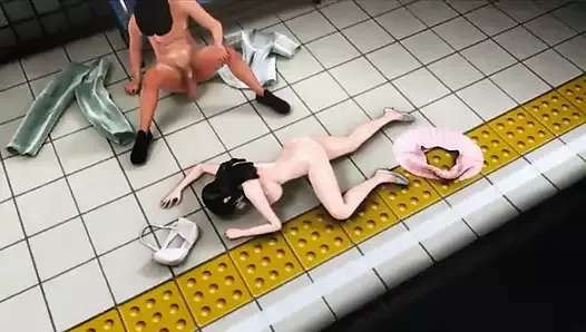 La fille solitaire lubrique ep03 - séduction publique et gorge profonde dans le hall du train (hentai non censuré 3D 04)