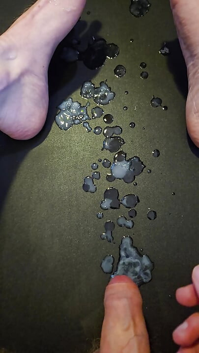 Soft to hard quick huge cum on standing mat, floor, and feet from slowly stroking