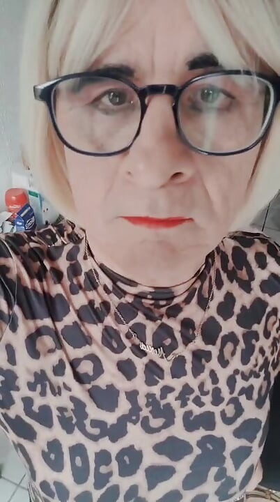 Old slut in leopard dress