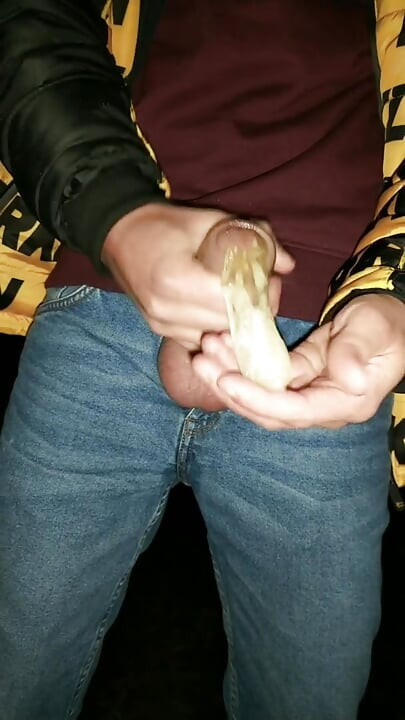Twink Fills Cum Filled Condom Even More and Swallows All That Cum