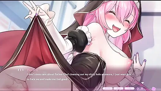 Kaiju Princess 2 Scenes Nun Cosplay 2 - Pink haired woman gets dick in her ass