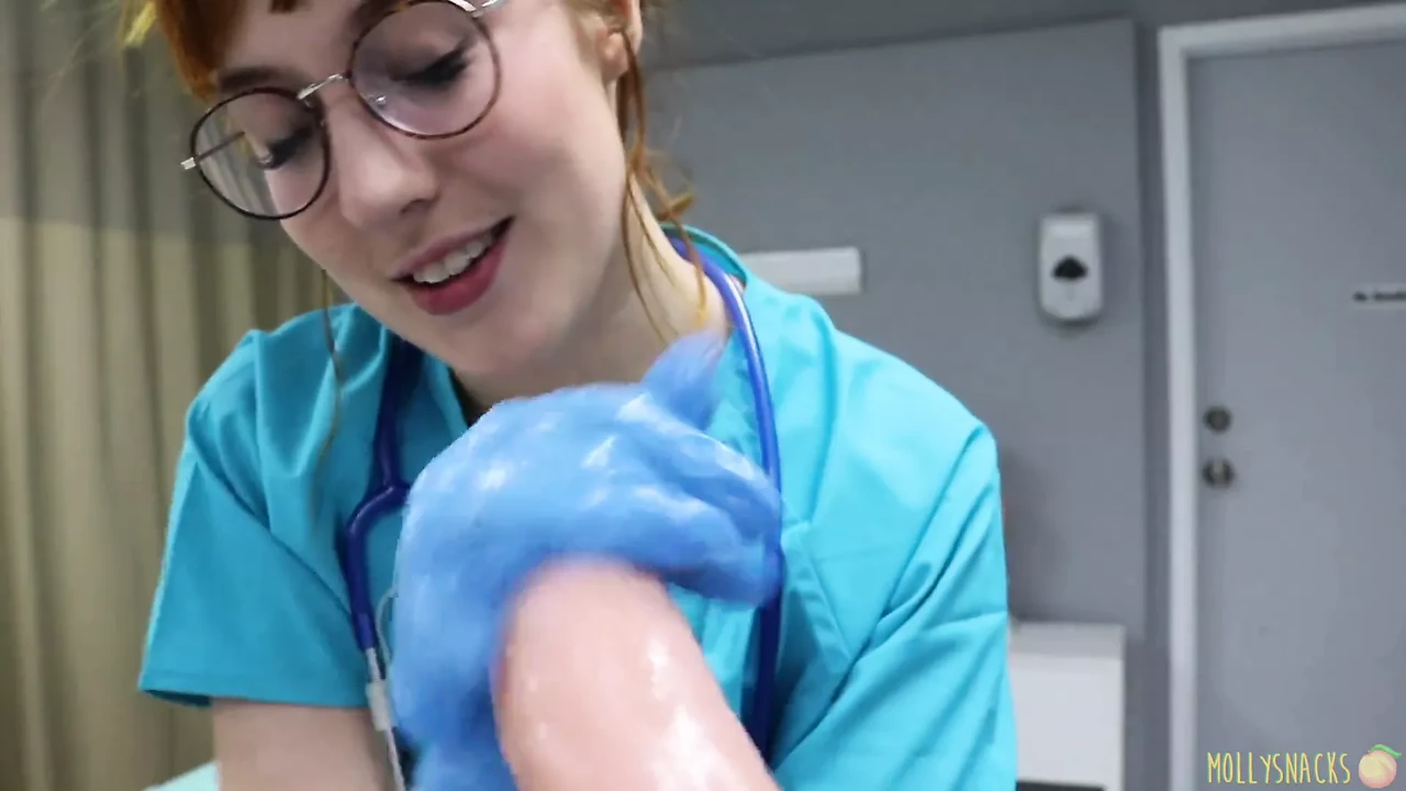 Gloves fetish handjob