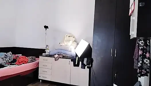 Sexy Latina Tries on and Cuts Clothes. Sexy Latina with Hairy