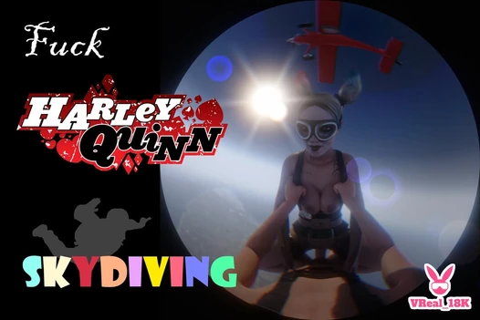 Vreal_18k neukt Harley Quinn Skydiving van de vliegtuigsprong en valt kort voordat hij de parachute opent - DC Comics parodie