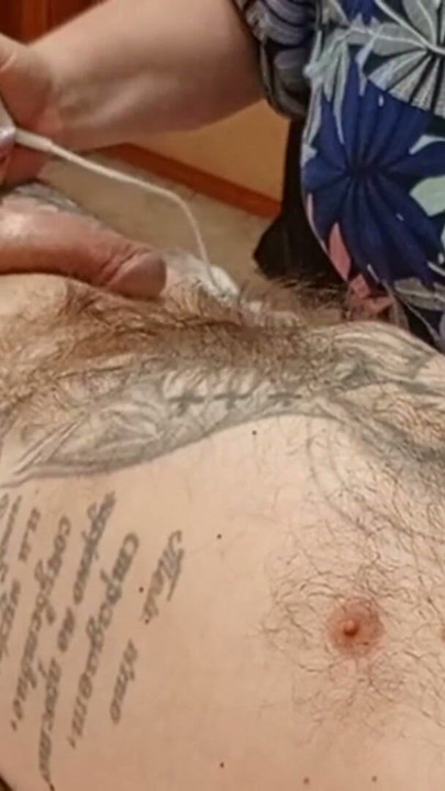 massages dick and buttocks then masturbates cock until ejaculation | Clip 1
