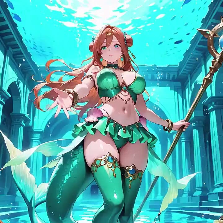 Red-haired Mermaid Princess's Private Tour in the Underwater Palace