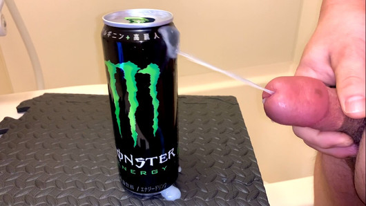 Small Penis Shooting a Load On An Empty Monster s Can - Hard Cumshot