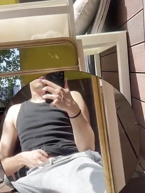 Amateur Boy Wets His Grey Sweatpants