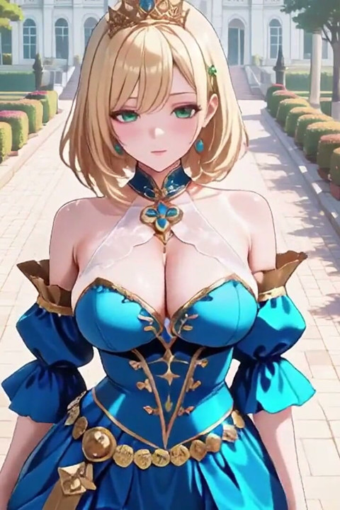 Blue Gown, Red Carpet Kneeling, From Silence to Glory. Who Can Handle This Regal Tease?
