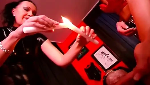 Dripping Hot Wax on Cum-soaked Tits and Stretched Holes