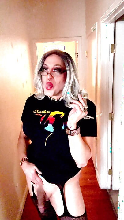 Beautiful Trans Marilyn Home Tease Smoking Fetish