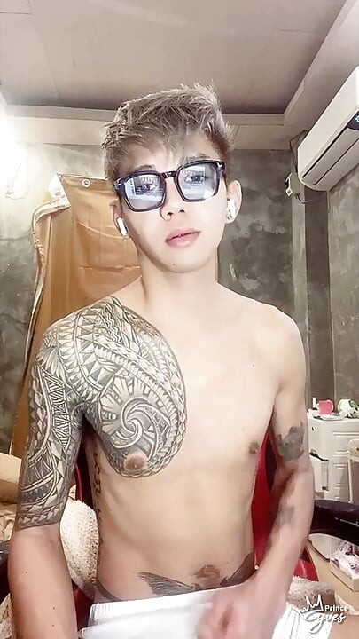 Cute Inked Boy Teasing, Masturbating, and Cumming for His Webcam Viewer