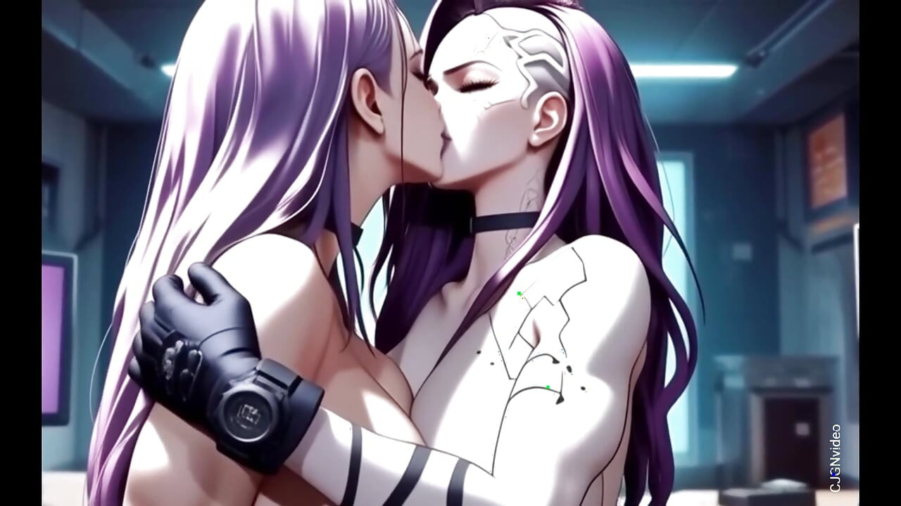 Cyberpunk policjantka kobiety rozbiera się (animacja Ai)