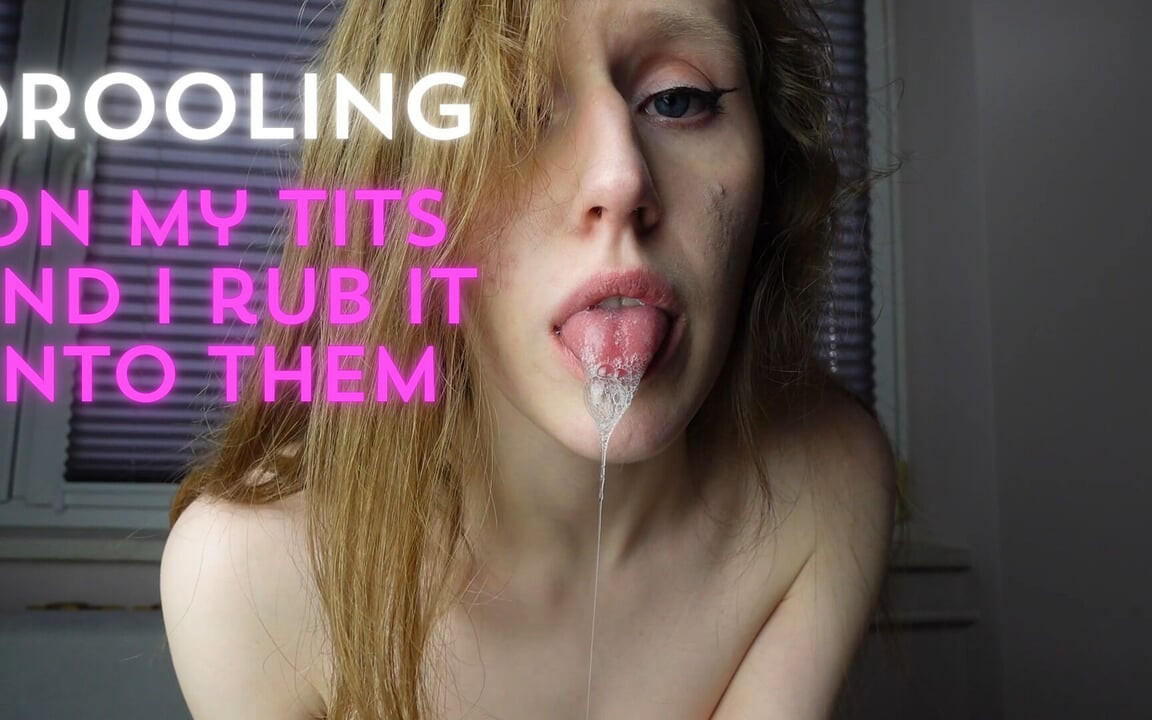 Drooling on My Small Tits and I Rub It Into Them