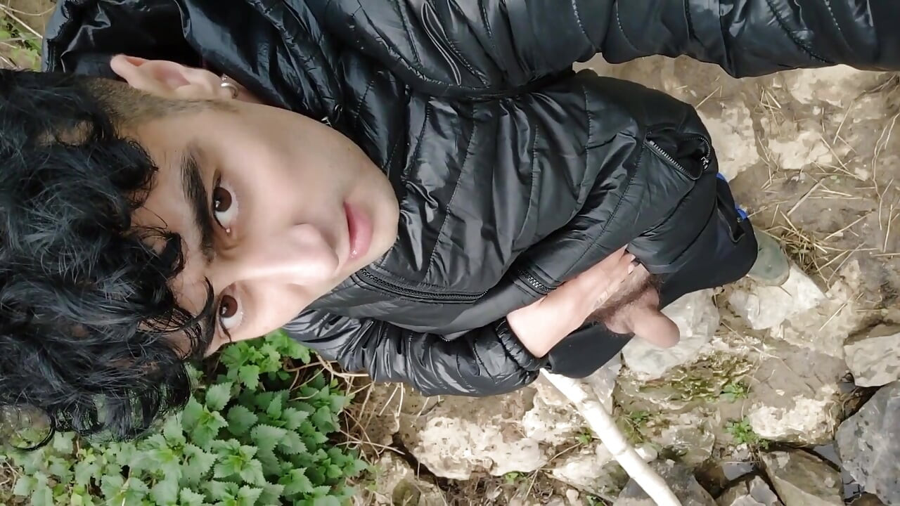 2 Times Walking with Cock Out of Jeans Near River to Piss Into River - Uncut Hairy Cock