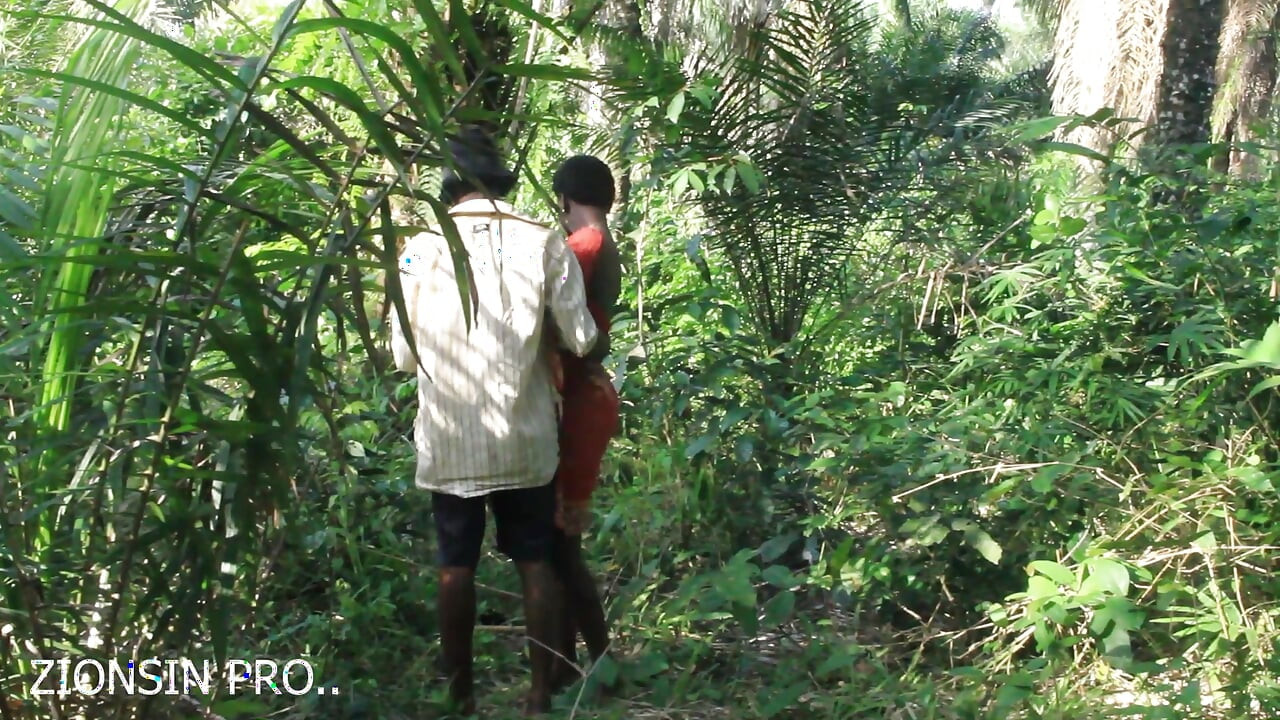 African girl in search of firewood in the bush got fuck by a bush man