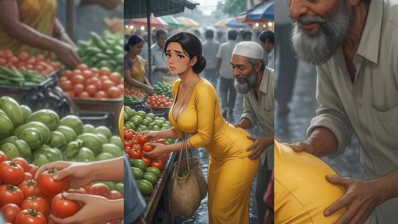 Bhaartiy bhaabhi ko vyast baajaar men uske puraane ghrinit muslim parosi dvara samoohit aur jordaar choda gaya