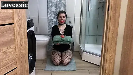 An obedient, hot MILF with a big butt serves her master and becomes a piece of human furniture - Lovessie