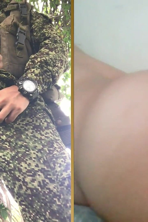 年輕士兵現場為我射精