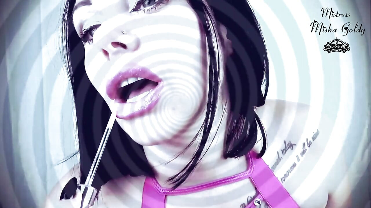 Glossy pink lips and big tits mesmerize with joi and cum countdown