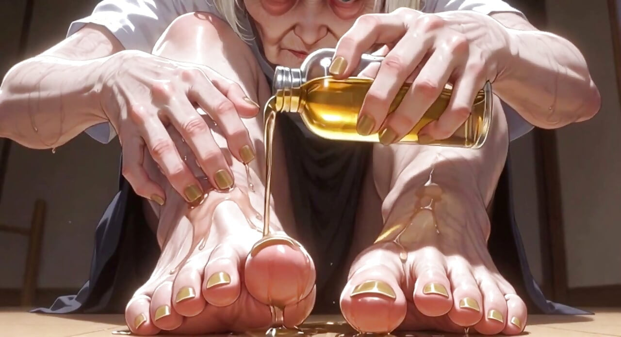87 Year Old Granny Sensual Foot Oil Massage - Gorgeous Feet & Nails