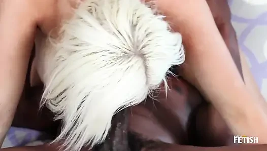 Cute babe with big tits blows and fucks huge black cock