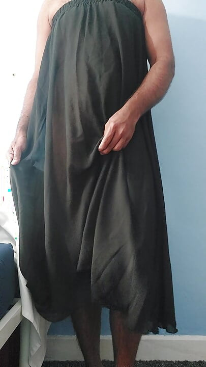 I'm masterbating and cum wearing a Silk Seethrough black skirt
