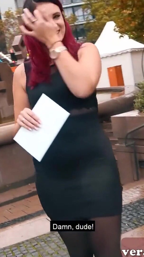 Red haired German slut in black nylons during a fuck Date | Clip 1