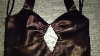 Brown Jessica McClintock Satin Homecoming Dress
