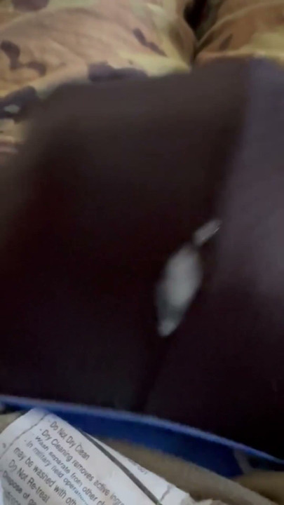 Army soldier jerks off in uniform wearing black socks-shoots load through undies | Clip 2