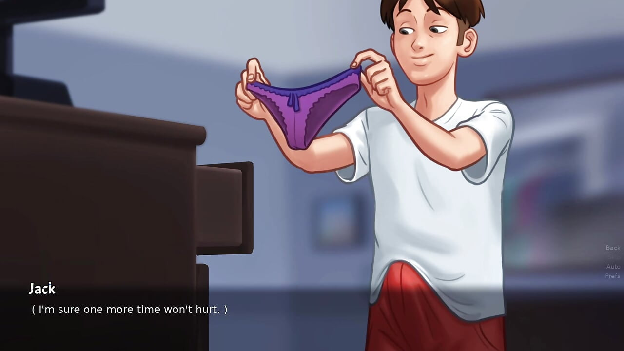 Stepson sniffs her Stepmom Panty while masturbating (Summertime Saga)