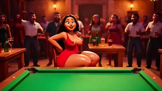 Büyük götlü ateşli ince favelada pagode'da çılgınca dans ediyor masada soyunuyor ve sonra karanlık sokakta işemek için çömeliyor