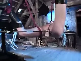 Tied Blonde Hottie With Shaved Pussy Rammed By Machine