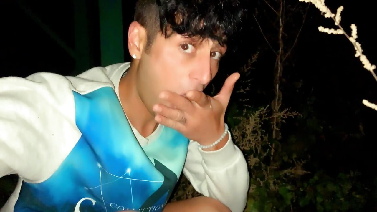 Teen Is Pushing Out Cum of His Ass and Tasting Anal Creampie Outdoor