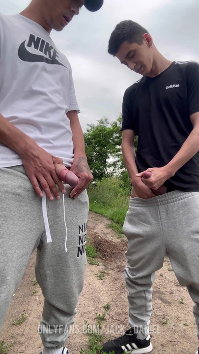 Jaw-dropping moment from "STRAIGHT DUDES HANDJOBS OUTDOOR"