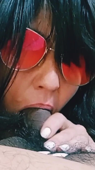 Slut Wife Blowjob closeup with sunglasses | Clip 2