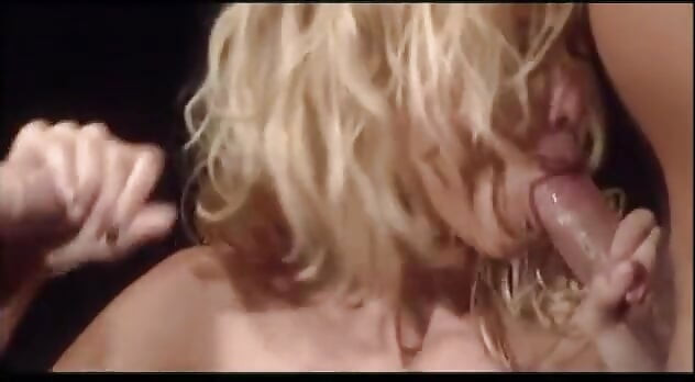 Blonde slut deep throats two cocks then gets double penetrated