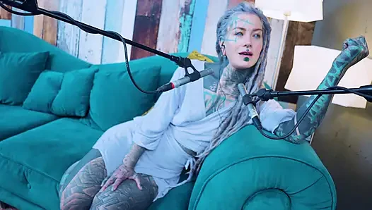 I talk about M - Music - ASMR podcast SFW talking goth skinny girl dreadlocks tattoo model inked girl