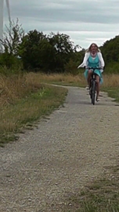 Daring Biking In Silk Underwear And Shiny Nylon Stockings | Clip 1