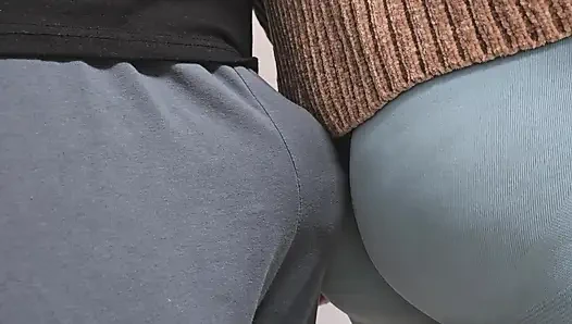 Soaked Pants on the Subway Train! Stranger Guy Rub His Dick and Ejaculate On Girl's Tights